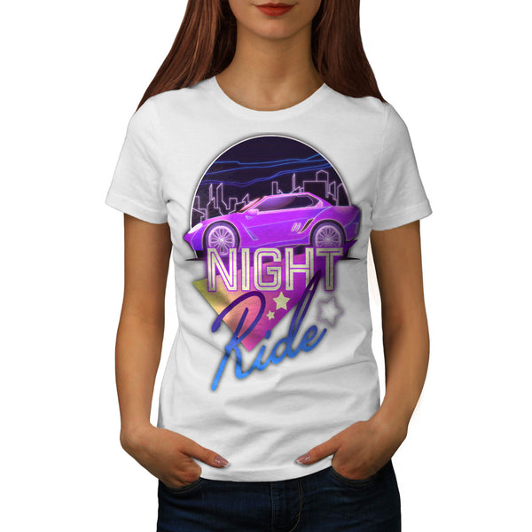 Neon Car Night Ride Womens T-Shirt