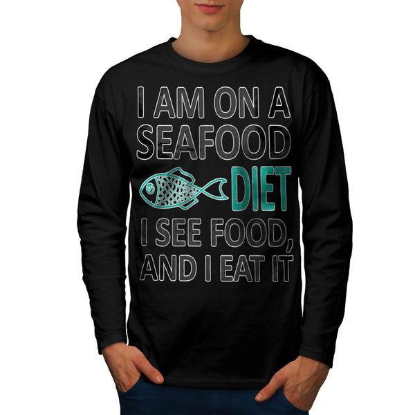 Witty Seafood Diet Mens Long Sleeve T-Shirt