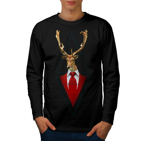 Stylish Deer Suit Mens Long Sleeve T-Shirt