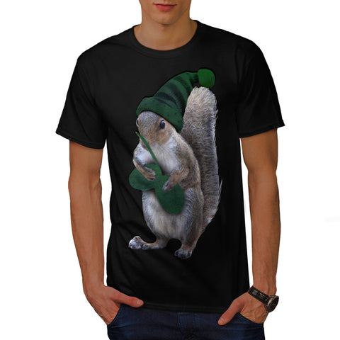 Green Squirrel Hat Mens T-Shirt