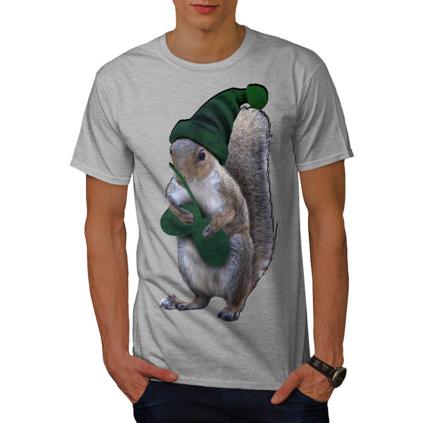 Green Squirrel Hat Mens T-Shirt