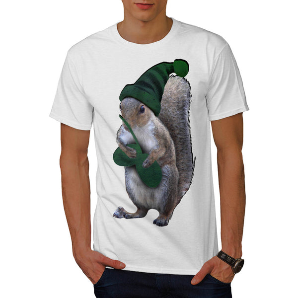 Green Squirrel Hat Mens T-Shirt