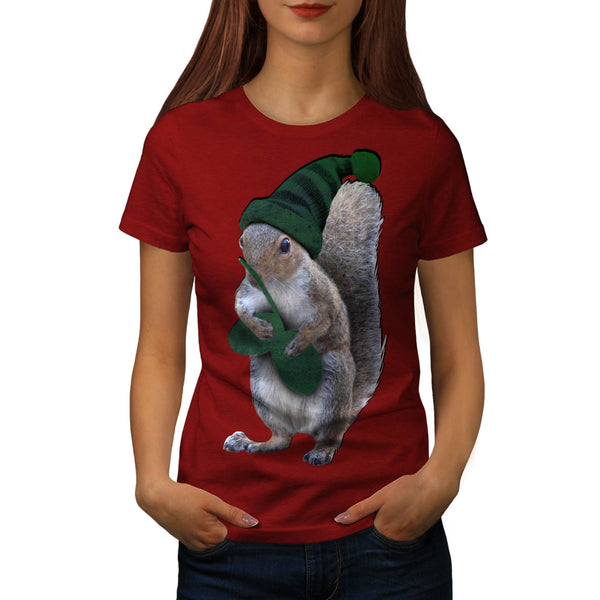 Green Squirrel Hat Womens T-Shirt