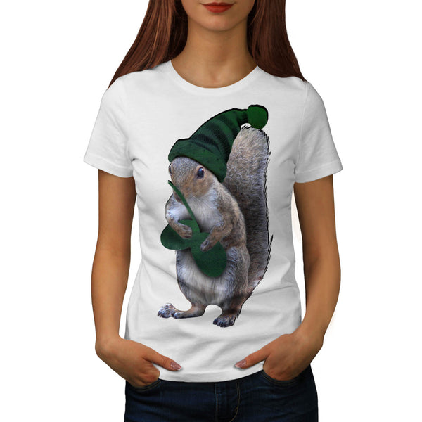 Green Squirrel Hat Womens T-Shirt