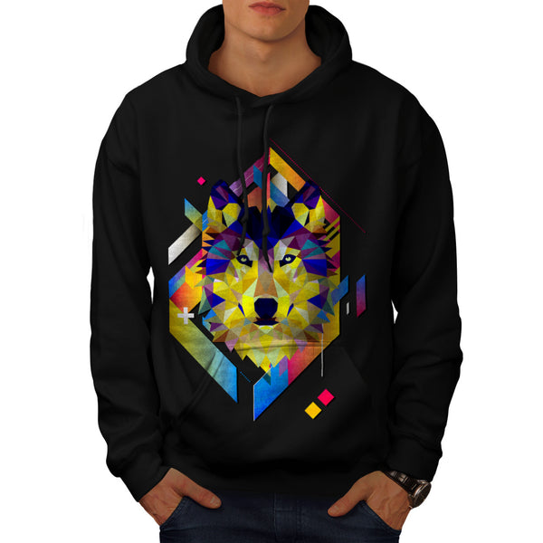 Colourful Wolf Shape Mens Hoodie