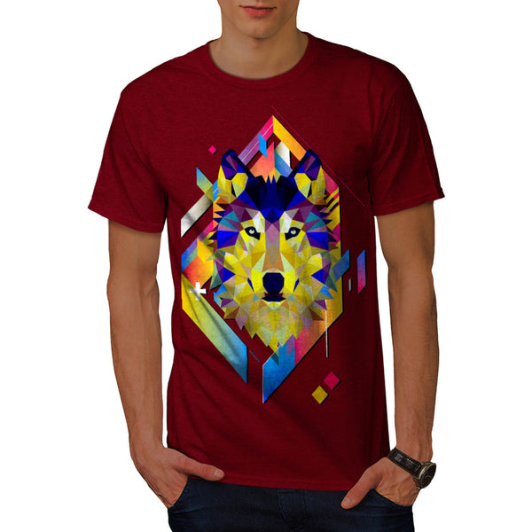 Colourful Wolf Shape Mens T-Shirt