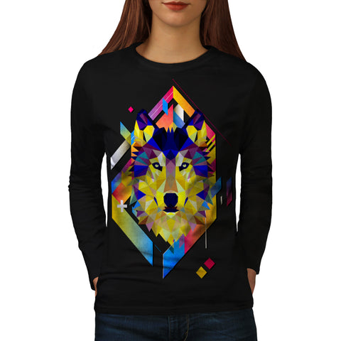 Colourful Wolf Shape Womens Long Sleeve T-Shirt