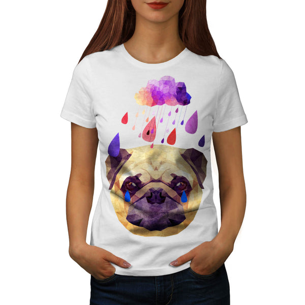 Pug Puppy Sad Rain Womens T-Shirt