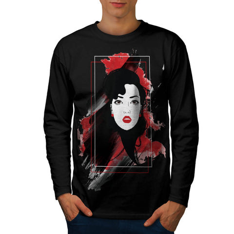 Beautiful Lady Style Mens Long Sleeve T-Shirt