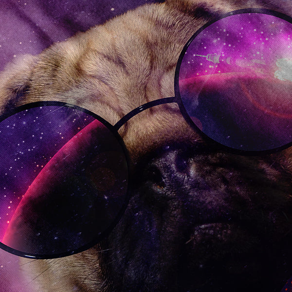 Cosmic Glasses Pug Mens Hoodie