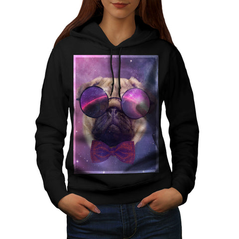 Cosmic Glasses Pug Womens Hoodie