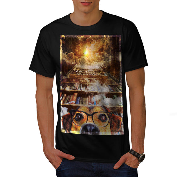Nerdy Librarian Dog Mens T-Shirt