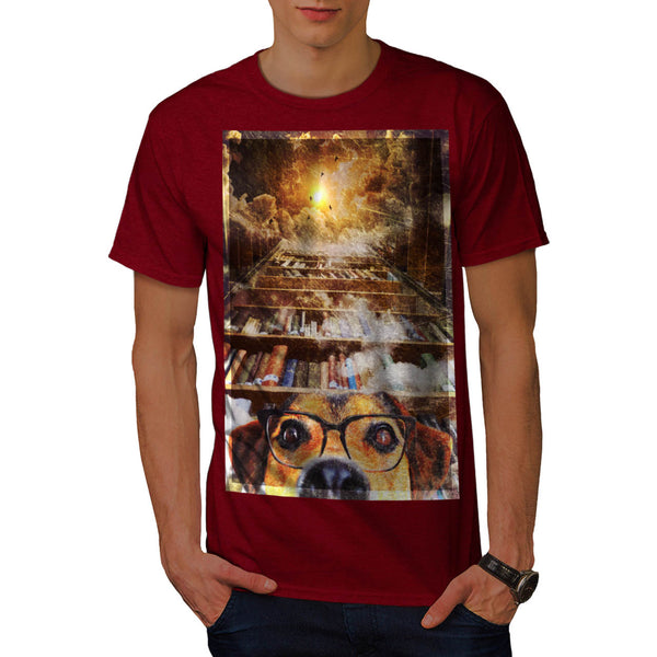 Nerdy Librarian Dog Mens T-Shirt