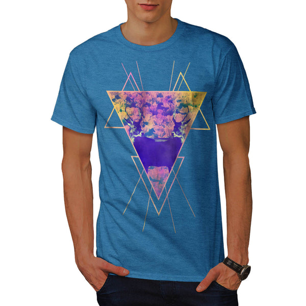 Flower Triangle Deer Mens T-Shirt