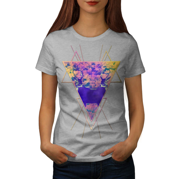 Flower Triangle Deer Womens T-Shirt