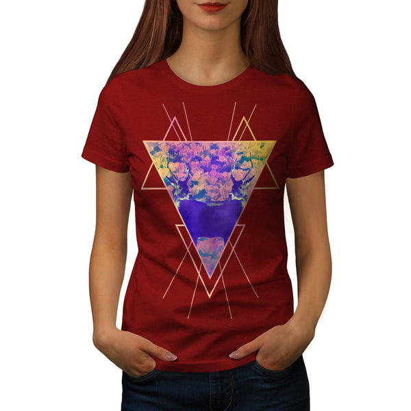 Flower Triangle Deer Womens T-Shirt