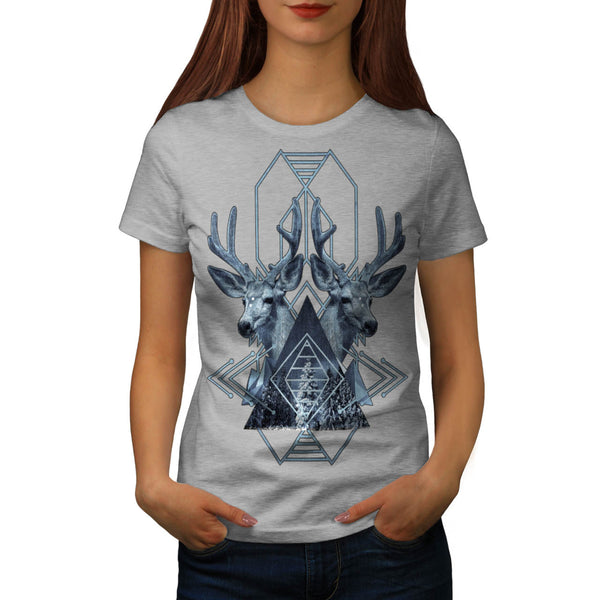 Snowy Forest Deer Womens T-Shirt