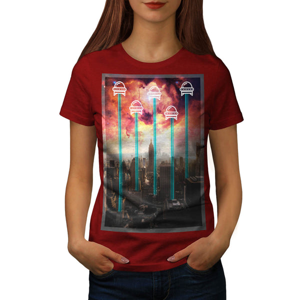 Space Alien Invasion Womens T-Shirt