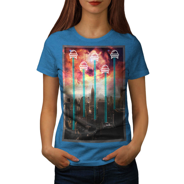 Space Alien Invasion Womens T-Shirt