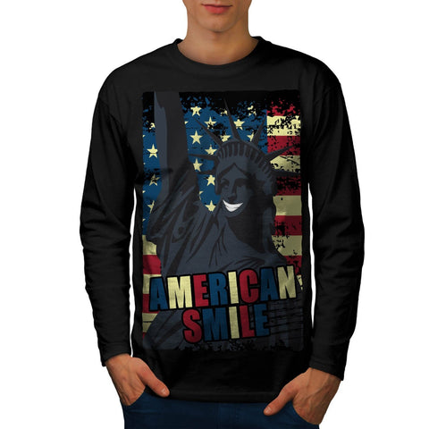 American Smile Funny Mens Long Sleeve T-Shirt