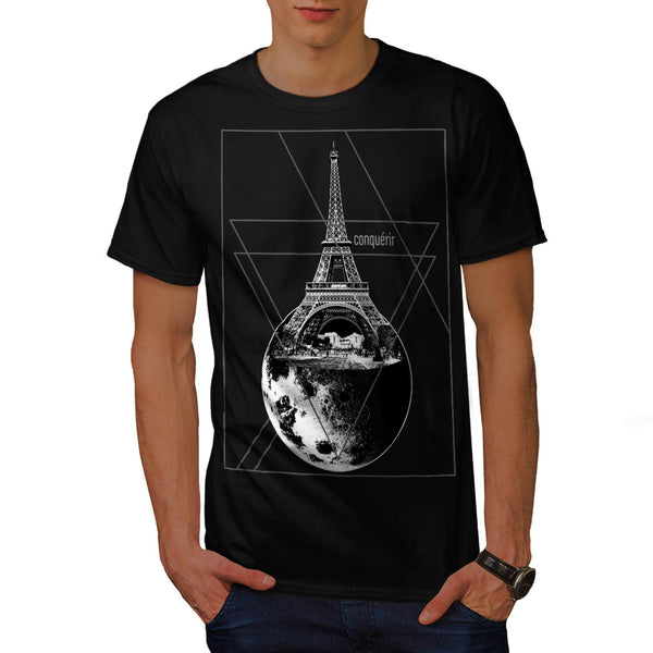 Paris Conquers Moon Mens T-Shirt