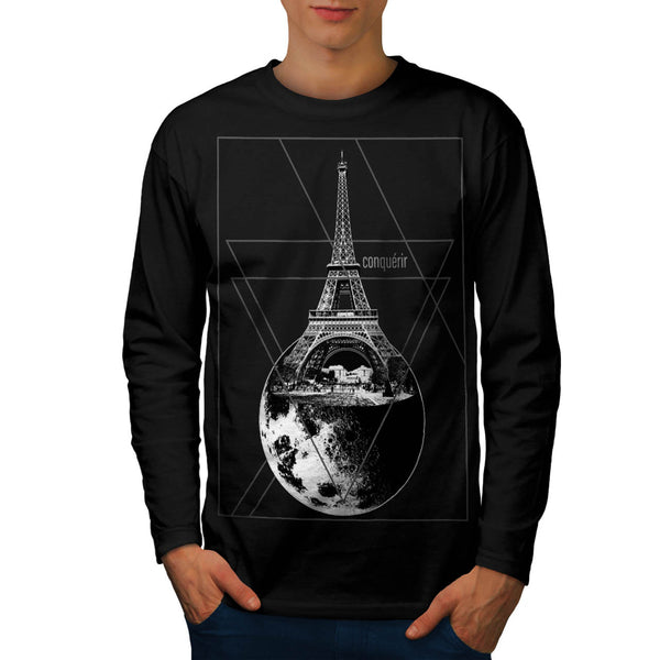 Paris Conquers Moon Mens Long Sleeve T-Shirt