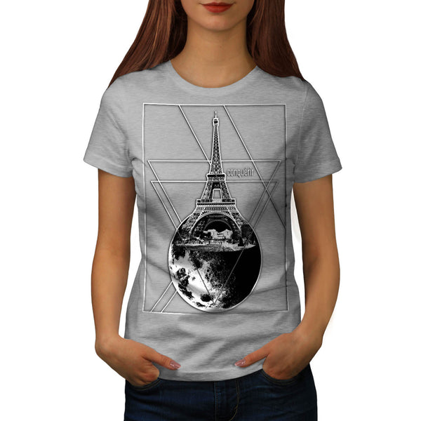 Paris Conquers Moon Womens T-Shirt