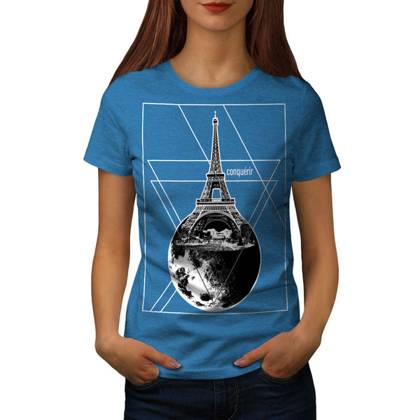 Paris Conquers Moon Womens T-Shirt
