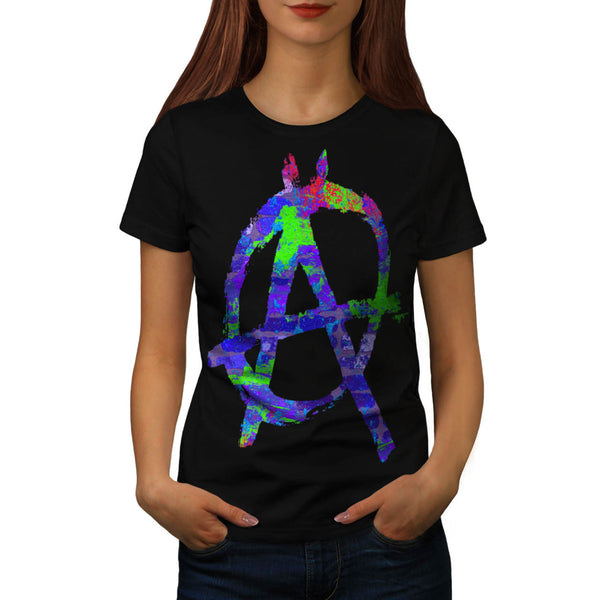 Anarchy Symbol Color Womens T-Shirt