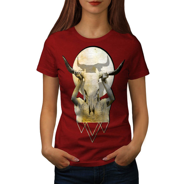 Mysterious Moon Girl Womens T-Shirt