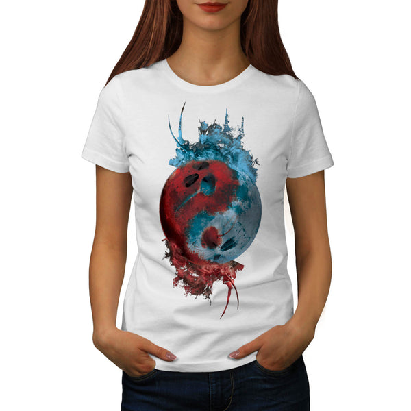 Yin Yang Skull Earth Womens T-Shirt