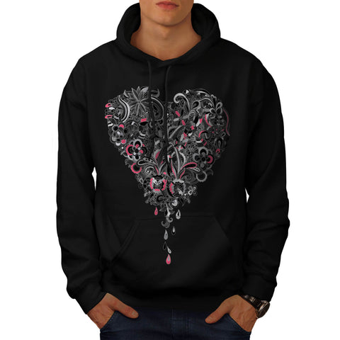 Flower Power Heart Mens Hoodie