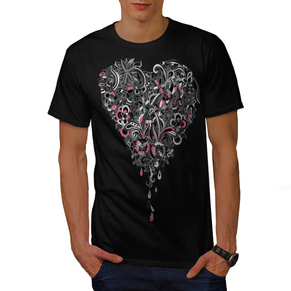 Flower Power Heart Mens T-Shirt