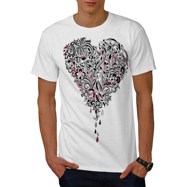 Flower Power Heart Mens T-Shirt