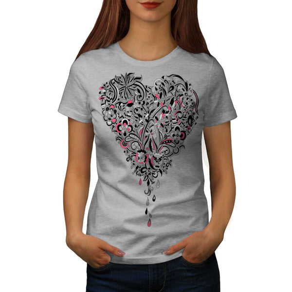 Flower Power Heart Womens T-Shirt