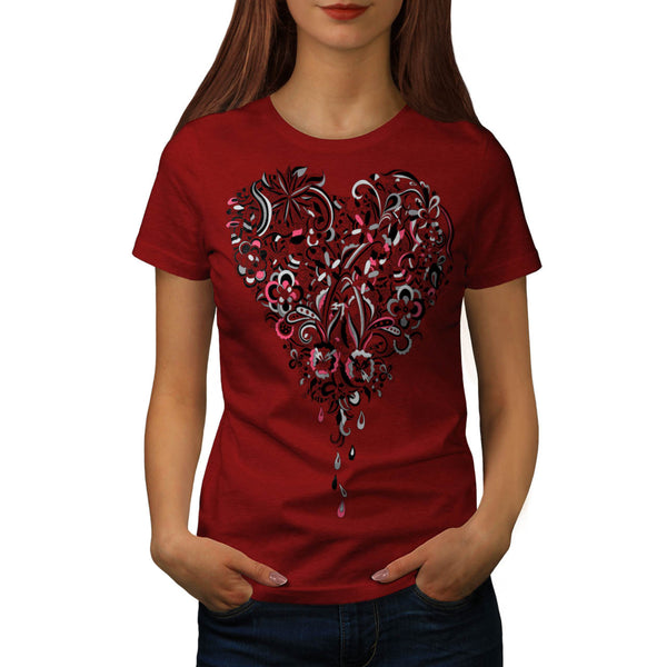 Flower Power Heart Womens T-Shirt