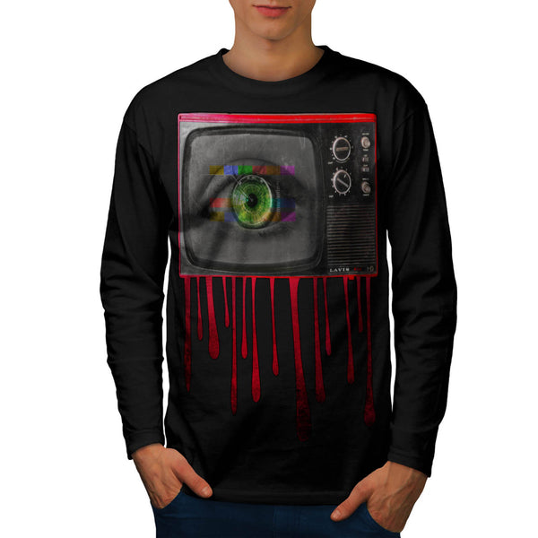 Creepy Televison Eye Mens Long Sleeve T-Shirt
