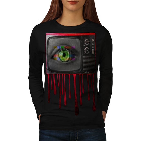 Creepy Televison Eye Womens Long Sleeve T-Shirt
