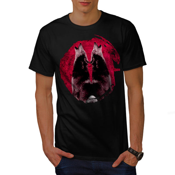 Howling Wolf Planet Mens T-Shirt