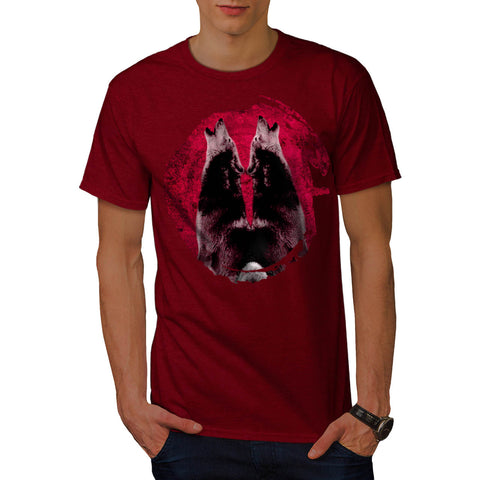 Howling Wolf Planet Mens T-Shirt