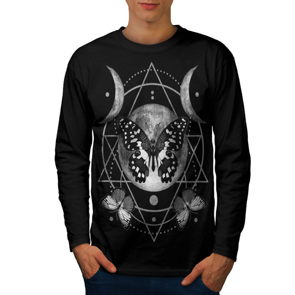 Moon Cycle Butterfly Mens Long Sleeve T-Shirt