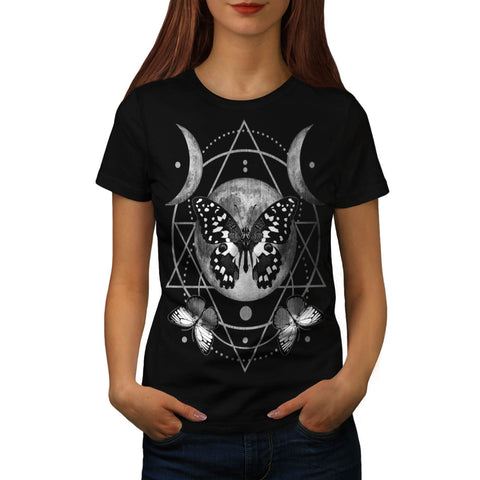 Moon Cycle Butterfly Womens T-Shirt