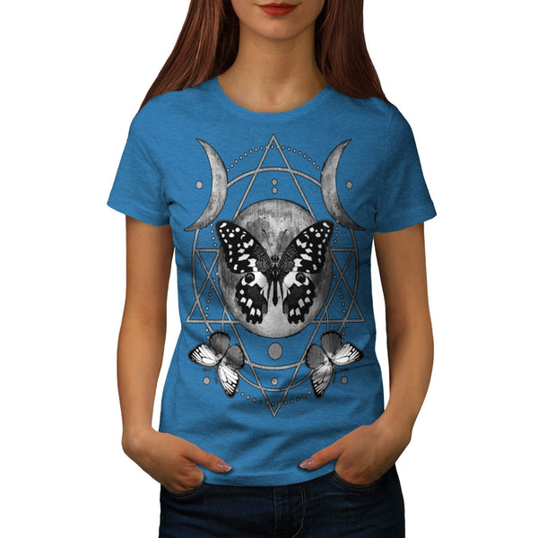 Moon Cycle Butterfly Womens T-Shirt