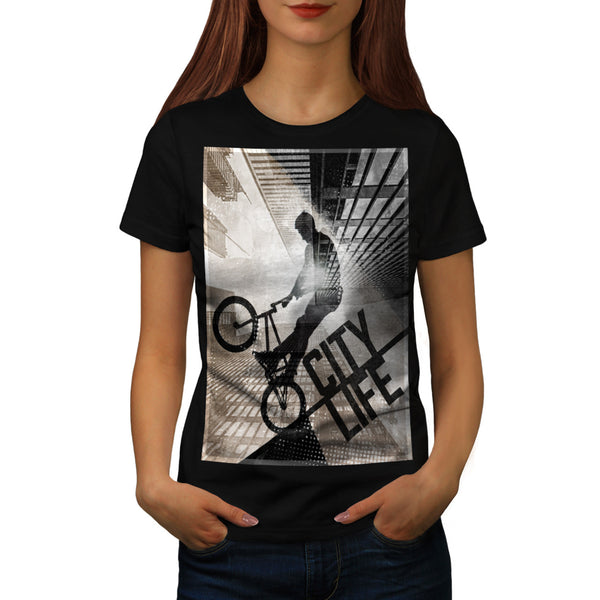 City Life Bicyclist Womens T-Shirt