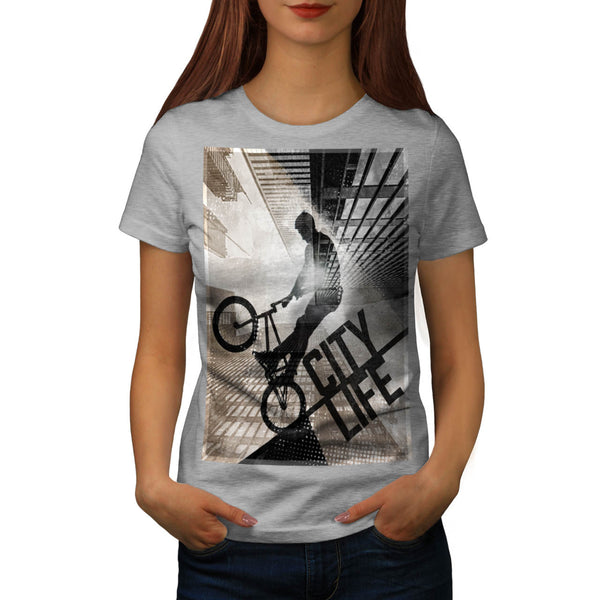 City Life Bicyclist Womens T-Shirt