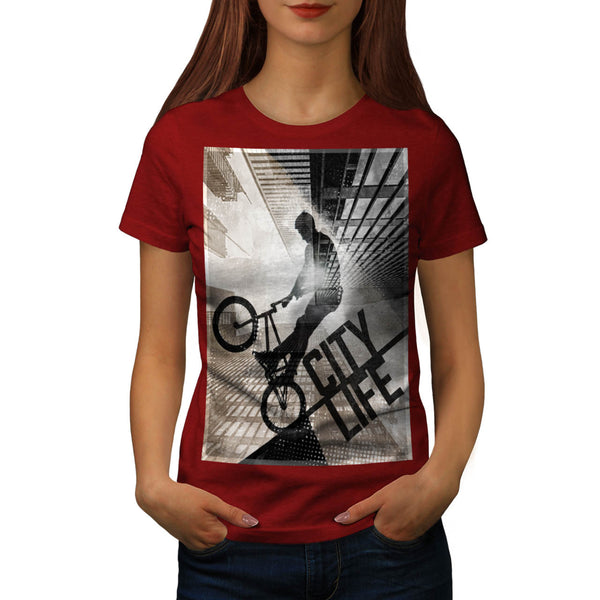 City Life Bicyclist Womens T-Shirt