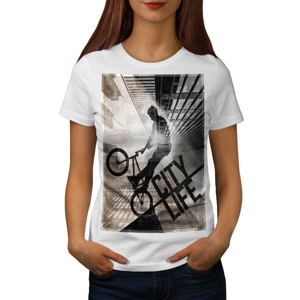 City Life Bicyclist Womens T-Shirt