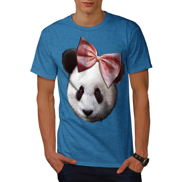 Girly Bow Panda Bear Mens T-Shirt