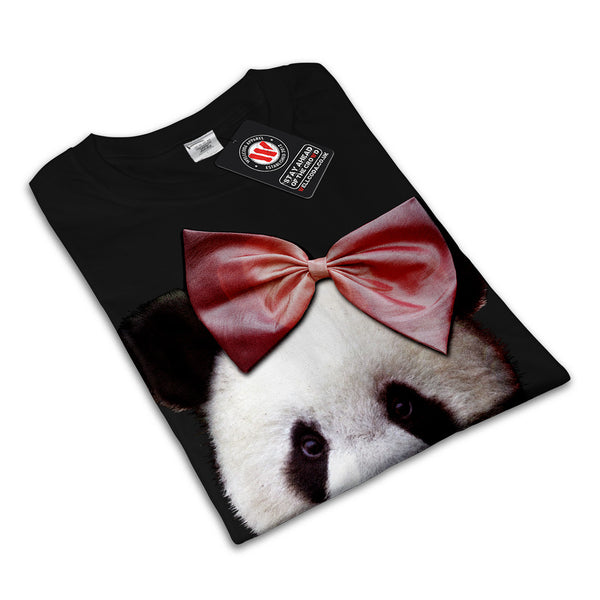 Girly Bow Panda Bear Mens T-Shirt