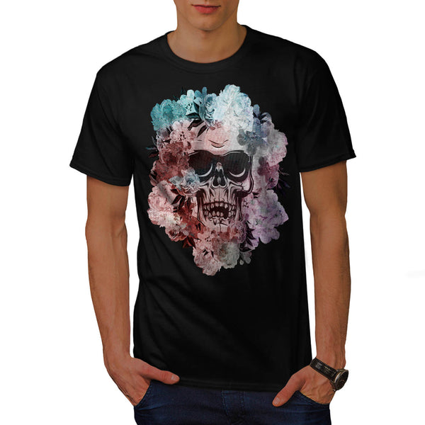 Skull Rose Flowers Mens T-Shirt